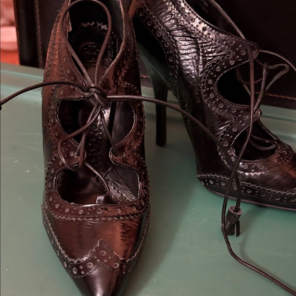 Tory Burch Black Lace-Up Heels - Picture 5 of 10
